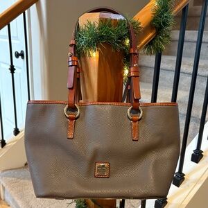 DOONEY & BOURKE Pebble Grain Small Briana in Elephant with Signature Red Lining